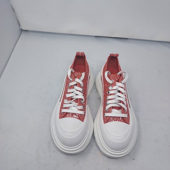 ALEXANDER MCQUEEN Glitter Low Top Sparkle Pink Platform Chunky Sneaker - Picture 8 of 13